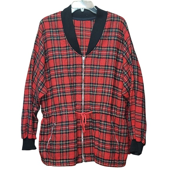 Vintage Karen‎ Kane Womens L Plaid Jacket Wool Blend Fall Winter Boho Hiking Y2K - Picture 3 of 10